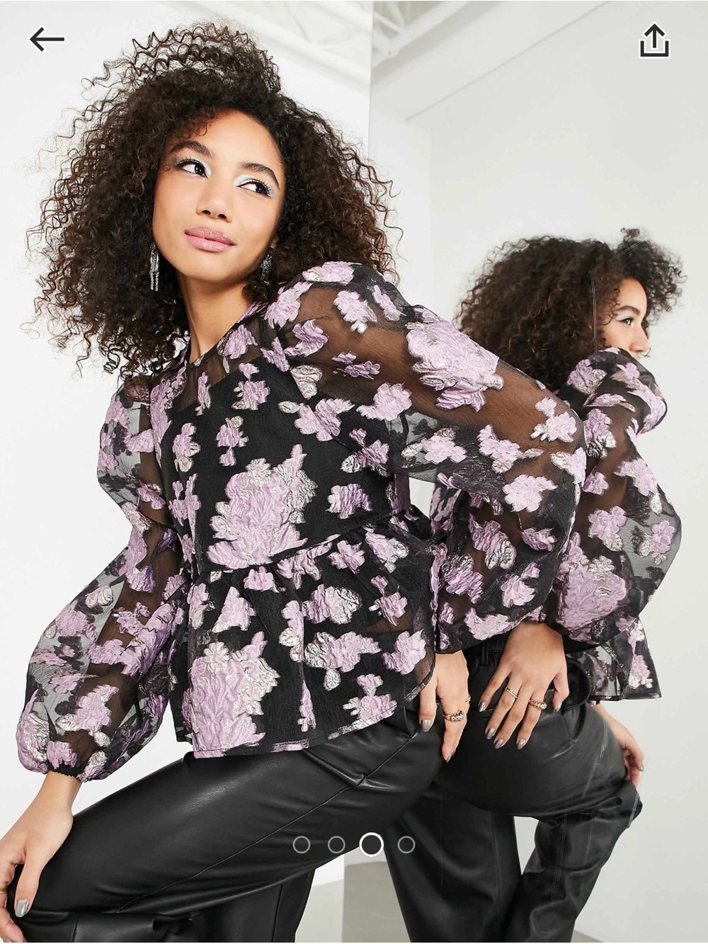ASOS Edition Lavender Floral Metallic Jacquard Top